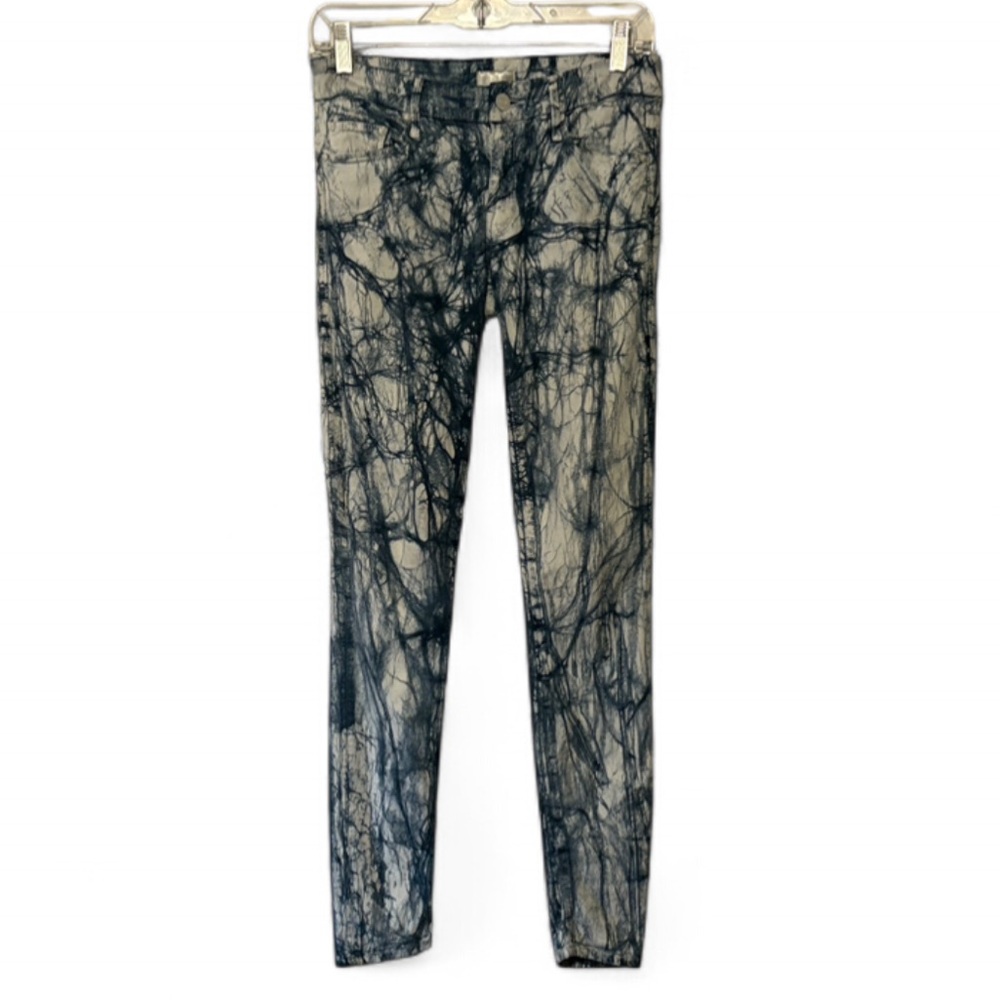 MOTHER The Looker Blue Eyed Devil Skinny Jeans Tie Dyed Pattern Boho Grunge